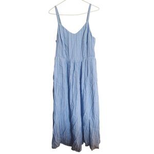 Old Navy Women's Size Medium Blue White Striped Cami Sleeveless Midi Dress